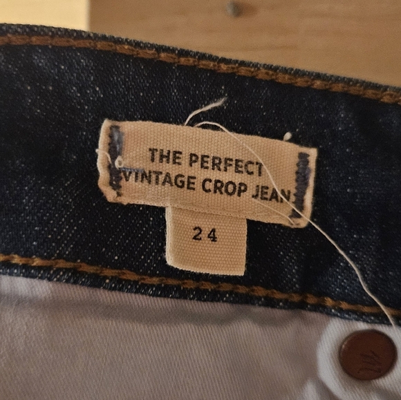 Madewell The Perfect Vintage Crop Jean High-rise Ripped Knee Tapered Leg size 24 - Picture 7 of 10
